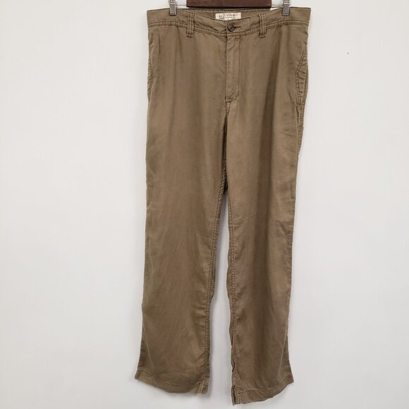Vintage Old Navy Mens Linen Pants Size 34X34 Tan Coastal Preppy Vacation Beach - Picture 1 of 12